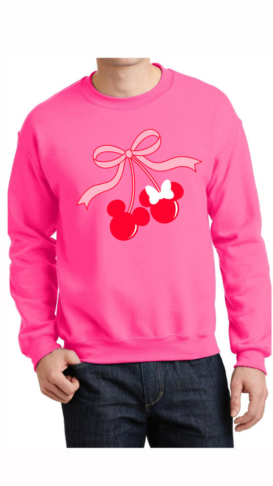 Cherry Pink Bow Crewneck Sweatshirt