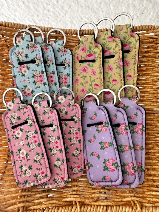 Floral Chapstick Holder Keychain
